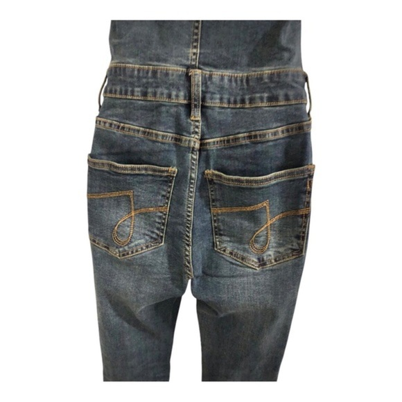 Juicy Couture baby boot western button front dark tinted denim jeans jumpsuit XS - Picture 15 of 16